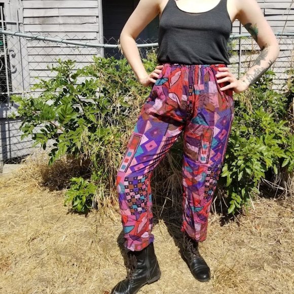 Vintage 90's Funky Print Pants-- Size S - Picture 2 of 3